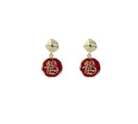 Boucle D'Oreille Homme d'oreilles année du, personnalité créative, goutte d'huile rouge, d'oreilles, festives, pour femme (Red, One Size)