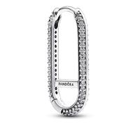 Pandora ME Boucle d’oreille individuelle Link grand format style créole en argent sterling avec zircones cubiques transparentes
