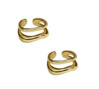 Boucle d'oreille irrégulière en forme de C double couche ligne oreille clip cartilage boucles d'oreilles bijoux élégants accessoires pour femme clip doré