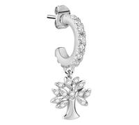 Boucle d'oreille LA PETITE STORY - Arbre de Vie - Laiton Blanc - Pendant Crochet - Femme - Oxyde de zirconium