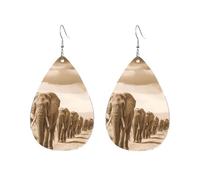 Boucle D'Oreille, Les Éléphants Migrent, Leather Earrings, Rétro, Lightweight, Boucle D'Oreille En Cuir Pour Cadeau Decorations Fête