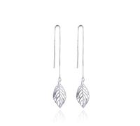 Boucle D'Oreille Mariage, Boucles D'Oreilles Pendantes Femme Argent Argent Sterling S925 Évider Les Feuilles 60.8X12.7mm pour Nouvelle Année