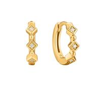 Boucle D'Oreille Mariage, Creoles Argent 925 Or Zircone Cubique en Losange Poli pour Femme Anniversaire Bijoux