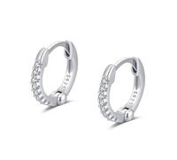 Boucle D'Oreille Mariage, Creoles Argent Vintage Argent Sterling S925 Zircone Cubique avec Petite Boule Ronde 1.6X11mm pour Femme Nouvelle Année