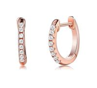 Boucle D'Oreille Mariage, Creoles Blanche Or Rose Argent Sterling S925 avec Zircone Cubique pour Femme Nouvelle Année Bijoux