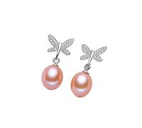 Boucle d'oreille Mo925 Bijoux en Argent Sterling Boucles d'oreilles Perle Naturelle, véritables Boucles d'oreilles en Perles d'eau Douce Bijoux Fille Amant Bijoux à la Mode