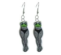 Boucle D'Oreille Nouveau acrylique bizarre grenouille bas d'oreilles Alternative drôle exagéré grenouille beauté d'oreilles crochet d'oreille Boucle Doreille (Black, One Size)