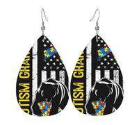 Boucle D'Oreille Ourse Maman Autiste, Drapeau Américain, Sensibilisation À L'Autisme Leather Earrings Lightweight Boucles D'Oreilles Femme Tendance Boucle D'Oreilles Pendantes En Cuir