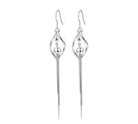 Boucle D'Oreille Pendante, Boucle D Oreille Pendantes Argenté Plaqué Argent Losange à Longue Chaîne 14mm pour Femme Fête Des Mères Bijoux