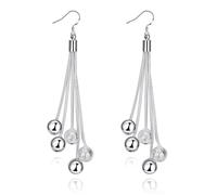 Boucle D'Oreille Pendante, Boucles D'Oreilles Pendantes Femme Argent Plaqué Argent Longs Glands Perlés 85X10mm pour Graduation Bijoux