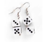 Boucle D'oreille Pendante Double Dé Blanche Femme Pinup Rockabilly