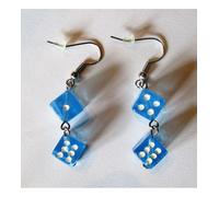 Boucle D'oreille Pendante Double Dé Bleu Clair Femme Pinup Rockabilly