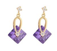 Boucle D'Oreille Pendante Mariage, Boucle D Oreille Pendantes Femme Or Larme Creuse avec Losange en Zircone Cubique pour Saint Valentin Bijoux