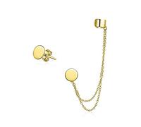 Boucle d'oreille personnalisée initiale alphabet A-Z disque cercle double chaîne lobe d'oreille cartilage clip sur hélice chaîne longue bande enveloppante manchette d'oreille clou ensemble plaqué or