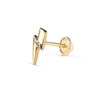 Boucle d'oreille piercing éclair en or 18 carats, 9 mm, avec zircone cubique