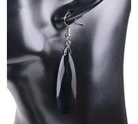 Boucle d'oreille Pierre, Boucles d'oreilles Pendantes en Obsidienne Naturelle avec Pendentif À Facettes en Forme De Larme Boucles d'oreilles Pendantes Boucles d'oreilles en Cristal Reiki Équilibre