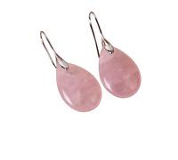 Boucle d'oreille Pierre, Boucles d'oreilles Pendantes en Quartz Rose Naturel avec Pendentif en Forme De Larme Boucles d'oreilles Pendantes Argentées en Cristal Reiki Balance Chakra Bijoux Cadeau Po