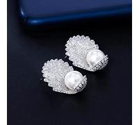 Boucle d'oreille Poire en Zirconium Trois Fois pour Femme, Blanc Brillant, élégante avec Perles de Coquillage, Bijoux de Banquet