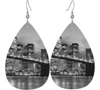 Boucle D'Oreille Pont De Brooklyn Et Horizon De Manhattan Boucles D'Oreille Pendantes Rétro Leather Earrings Lightweight Boucle D'Oreilles Pendantes En Cuir Pour Decorations Filles