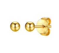 Boucle d'Oreille Puce Argent 925 Sterling Clou d Oreille Attract Perle Ronde Gravure Creole Mignon Petit Silver Earring Inoxydable Puce Lisse-3mm Bijoux Cadeau Valentin Noël Fête des Mères Mariage