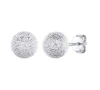 Boucle d'Oreille Puce Argent 925 Sterling Clou d Oreille Attract Perle Ronde Gravure Creole Mignon Petit Silver Earring Inoxydable Puce Givré-7mm Bijoux Cadeau Valentin Noël Fête des Mères Mariage