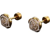 Boucle d'oreille rétro blanc rosé KP23577
