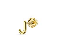 Boucle D'Oreille Unisexe Abc Minimalist Real Yellow 14K Gold Capital Block Alphabet Letter Initial Cartilage Ear Lobe Piercing Piece Screw Back For Teen Women Men
