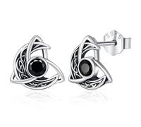 Boucle d'oreille Viking Homme en Argent Sterling 925 Petites boucles d'oreilles Noeud Celtique, Triquetra Celtiques Boucles d'oreilles pour Homme Femme (B)