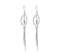 Boucle D'Oreille Vintage, Boucles D'Oreilles Femme Pendantes Argent Plaqué Argent Losange et Longue Chaîne 41X10.5mm pour Fiançailles Bijoux