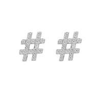 Boucle D'Oreille Vintage, Clou Argent 925 Boucle D'Oreille Zircone Cubique Signe Dièse 12X23mm pour Femme Nouvelle Année Bijoux