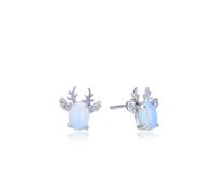 Boucle D'Oreille Vintage, Clou D'Oreilles Femme Argent 925 Bleu Clair Zircone Cubique Cerf 17.6X15.3mm pour Nouvelle Année Bijoux