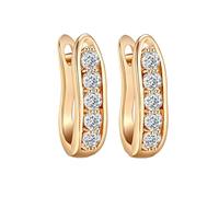 Boucle D'Oreille Vintage, Créoles en Or Forme en U avec Zircone Cubique Blanche 14mm pour Femme Nouvelle Année Bijoux