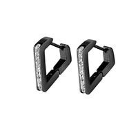Boucle D'Oreille Vintage, Creoles Noir Acier Inoxydable en Forme de Losange avec Zircone Cubique pour Homme Graduation Bijoux
