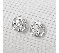 Boucle Doreille Vintage Femme, Boucle D'Oreille Clou Zirconium Plaqué Argent Rose Zircon Simple 8X8mm pour Anniversaire Bijoux