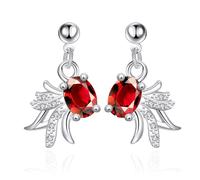 Boucle Doreille Vintage Femme, Boucles D'Oreilles Pendantes en Argent Plaqué Argent Zircone Cubique Poisson Rouge 96X10mm pour Mariage Bijoux