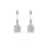 Boucle Doreille Vintage Femme, Créoles Blanche Or Base Carrée à Quatre Griffes de Style Simple Incrustée de Zircon 7.2X6.2mm Fête Des Mères