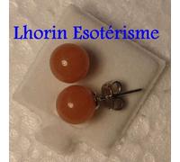 Boucle d'Oreilles en pierre naturelle de Calcite orange 8 mm