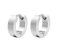 Boucle d'Oreilles Femme Vintage, Unisexe Acier inoxydable Créoles Cercle Plat 6mm Argent