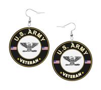 Boucle D'Oreilles Pendantes En Cuir Colonel Vétéran De L'Armée Leather Earrings Tendance Boucles D'Oreille Pendantes Légères Boucle D'Oreille Pour Fête Femmes