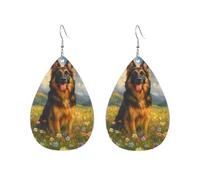 Boucle D'Oreilles Pendantes En Cuir, Golden Retriever Champ De Blé Ensoleillé, Leather Earrings, Confortables, Tendance, Boucle D'Oreille En Cuir Pour Femmes Cadeau Decorations
