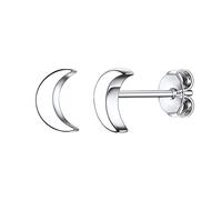 Boucle D'oreilles Plaque Platine Femme en Argent Massif 925 CZ Clou d'Oreille de la Lune Cadeau Noel pour Filles Femme