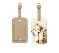 Boucle en métal 2 Pcs Étiquettes pour Bagages, en PU Cuir Étiquette de Sac à Main pour valises, identifiants de voyage, cadeaux de voyage pour homme/femme, Chat prenant un bain de soleil