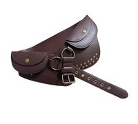 Boucle en métal PU Cuir Ceinture Sac avec Double Poche Design pour Punk Streetwear et 2000 Mode Cosplay Costume Ceinture Accessoire de Mode, marron, Beauté de masse
