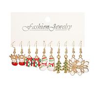 Boucle Oreille Homme 2022 nouvelles d'oreilles 5 pièces ensemble de d'oreilles de noël jour noël mignonnes et drôles (B, One Size)