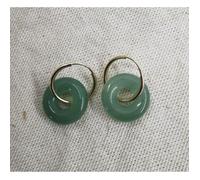 Boucle oreille LUCE petite créole donut en pierre naturelle - couleur:Aventurine verte