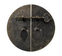 Boucle ronde en fer, nez de verrouillage en cuivre antique, quincaillerie de style chinois traditionnel pour armoire, porte, tiroir, meubles, 10 cm, finition bronze