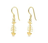 Boucled’oreille Arête de poisson 30 mm en argent sterling 925 plaqué or. Squelette de poisson