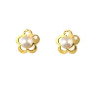 Boucled’oreille Argent sterling 925, plaqué or, 9 mm, avec une perle en forme de fleur de 4 mm.