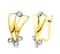 Boucled’oreille Bague bicolore en or 18 carats de 16,5 mm avec deux anneaux lisses en oxyde de zirconium