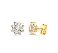 Boucled’oreille Bague de première communion en or 18 carats sertie de zirconiums cubiques de 6,5 mm avec griffes